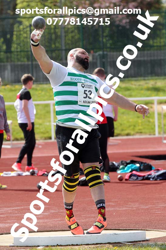 Shot putt, 2021 NECAA Middlesbrough Open Meting, Sunday, May 9th. Photo: David T. Hewitson/Sports for All Pics